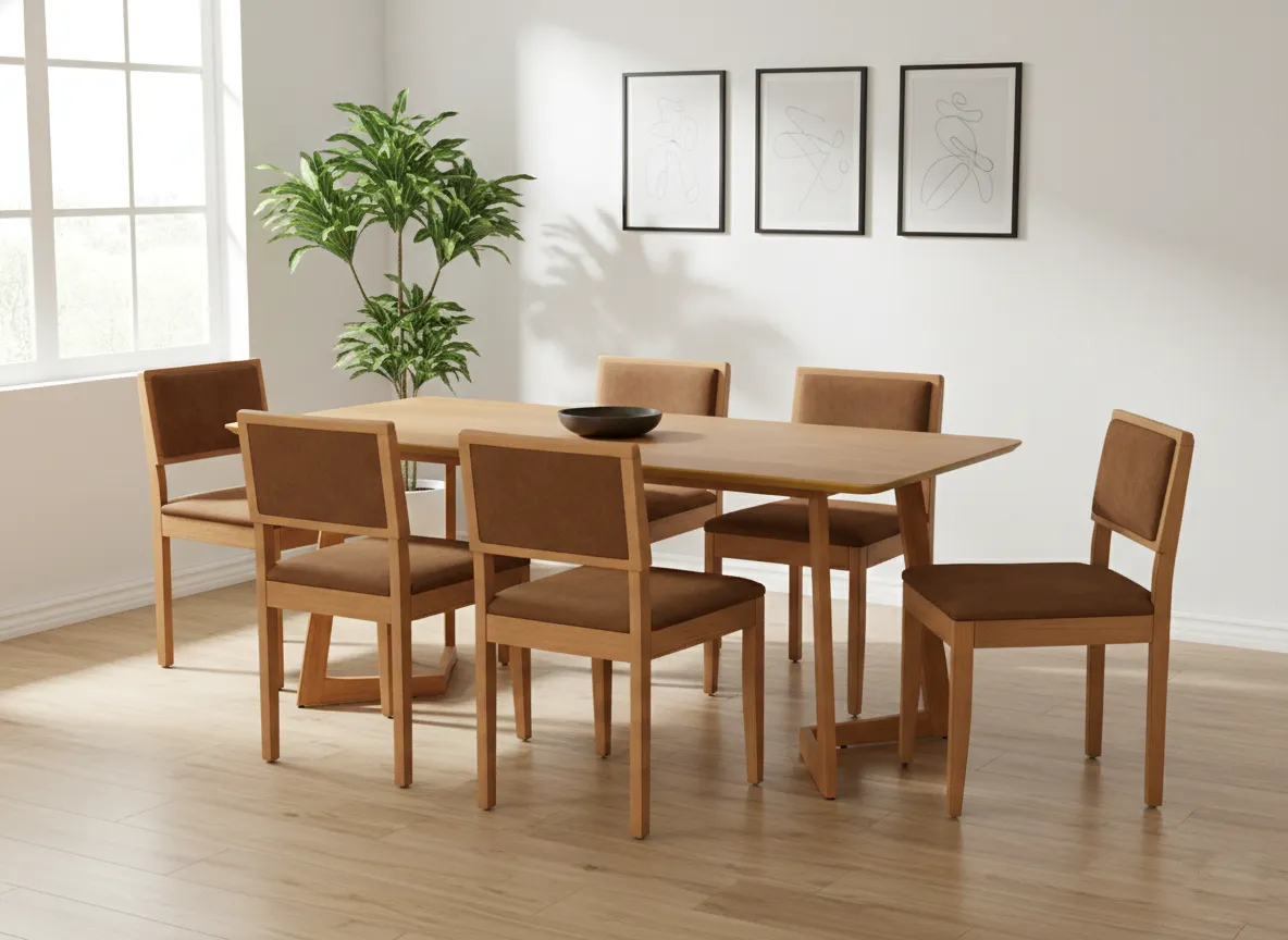 Juego de comedor fineza miel con 6 sillas Jade Verona